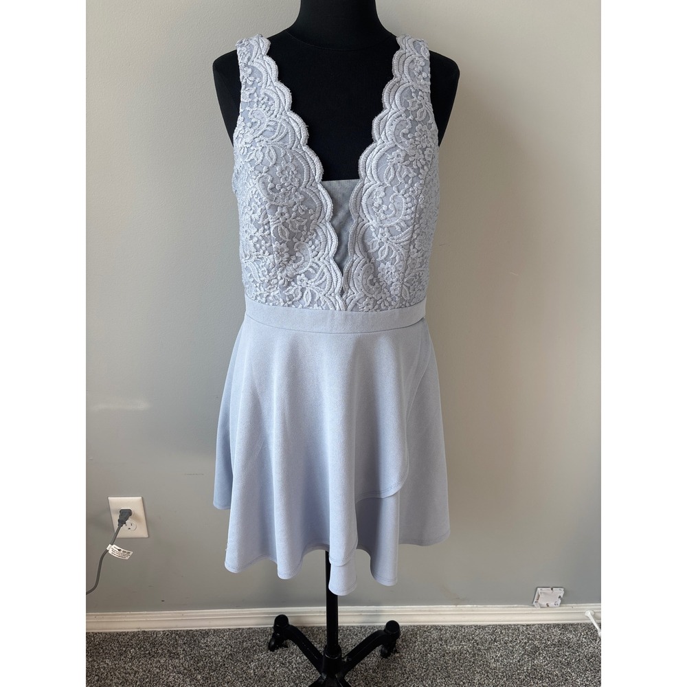 City Studio Lace Party Dress Skater Mini Dress Sleeveless Blue‎ Size 13